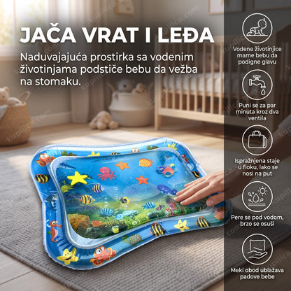 vodena podloga za bebe, senzorna prostirka za tummy time bez bebe na podu, benefiti proizvoda