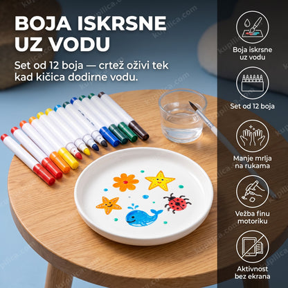 vodeni flomasteri za decu i crtež bez teksta na stolu, benefiti proizvoda