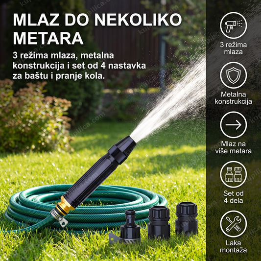 vodeni pištolj za baštu i pranje kola sa tri režima mlaza