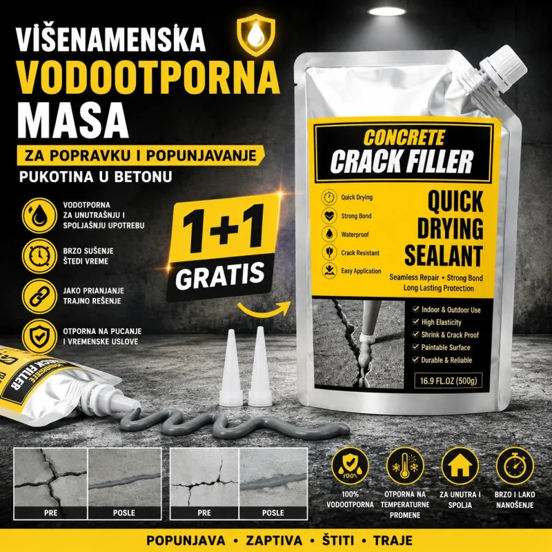 vodootporna masa za popravku pukotina u betonu — pakovanje 1+1