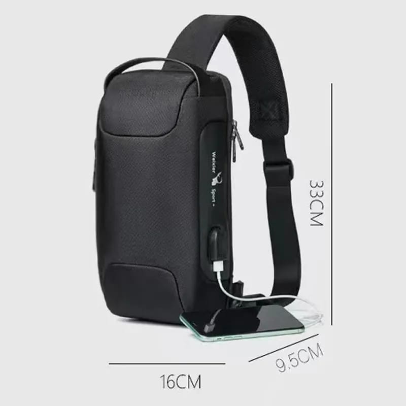 vodootporna torbica anti theft sa usb — detalj 1