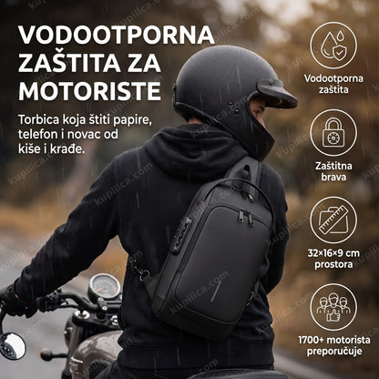 vodootporna torbica za motoriste sa zaštitnom bravom, motociklista sa torbicom po kiši, benefiti proizvoda
