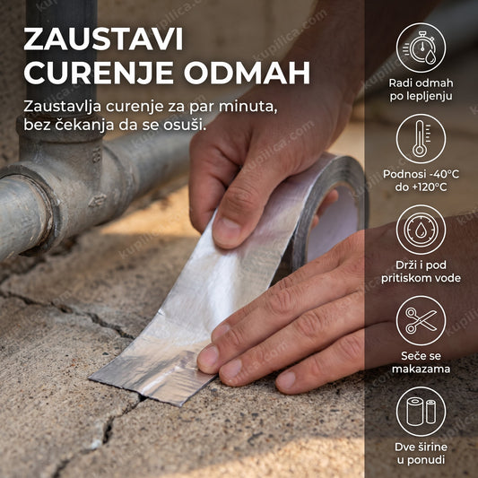 aluminijumska vodootporna traka lepi se preko napukle površine, benefiti proizvoda