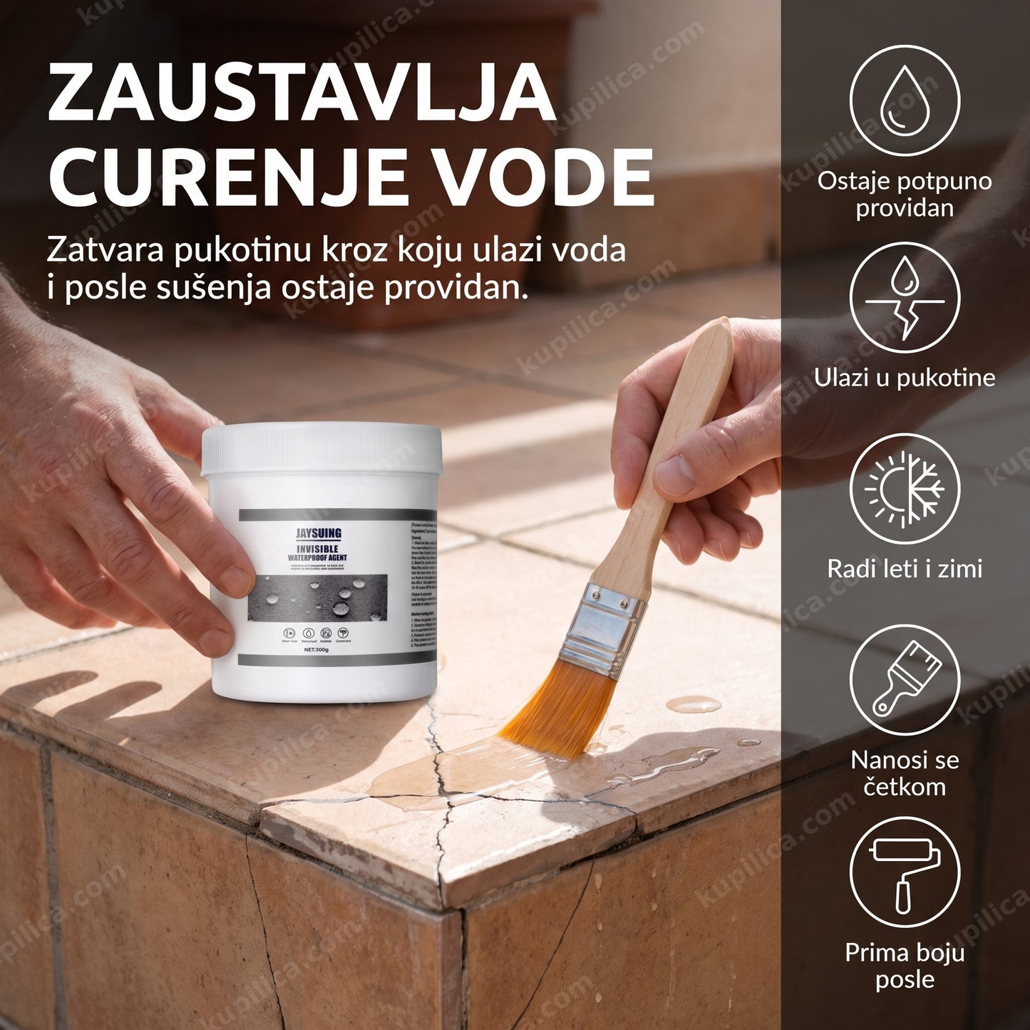 Nevidljivi vodootporni premaz od 300 grama za zaštitu od prokišnjavanja