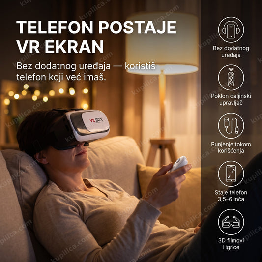 vr naočare za telefon sa poklon daljinskim upravljačem — odrasla osoba u vr naočarima kod kuće, benefiti proizvoda
