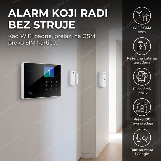 wifi gsm alarm panel na zidu hodnika sa senzorima za vrata, benefiti proizvoda