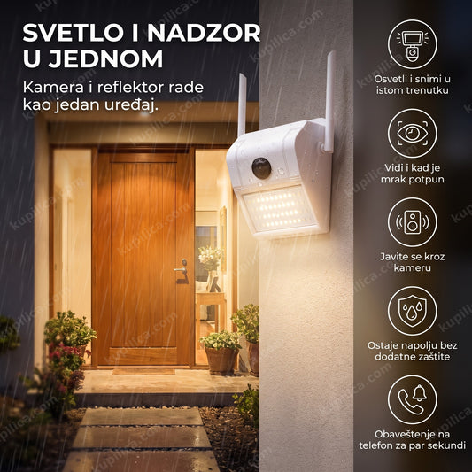 wifi kamera i lampa 2u1 montirana pored ulaznih vrata noću po kiši, benefiti proizvoda