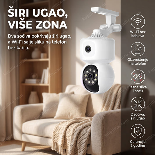 wifi kamera sa 2 sočiva montirana u uglu dnevne sobe, benefiti proizvoda