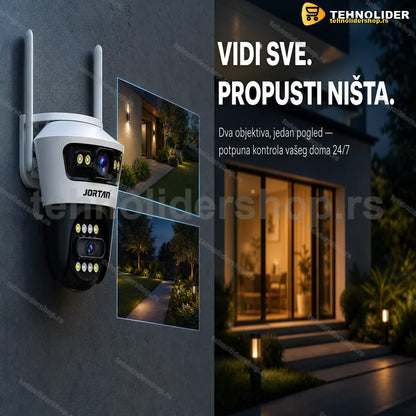 wifi kamera sa dva objektiva na beloj pozadini