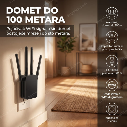 wifi pojačivač signala u utičnici pokriva signalom celu kuću, prikaz benefita proizvoda