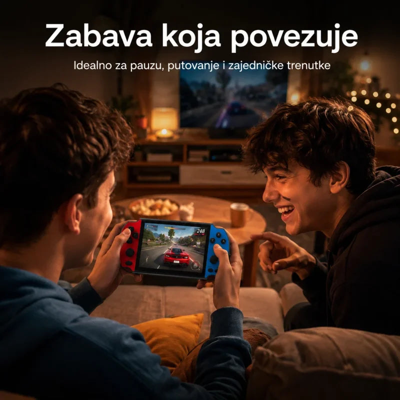 X9 Plus konzola povezana AV kablom na televizor