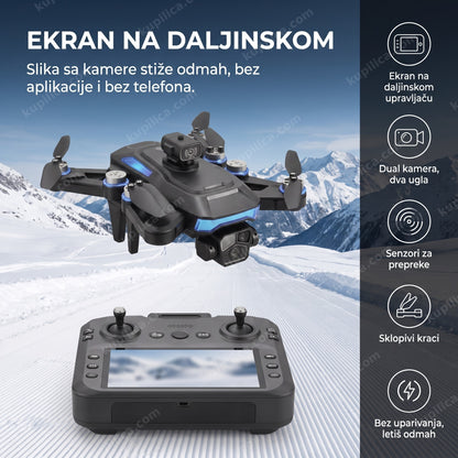 XF609 sklopivi dron leti iznad snežne planinske staze, benefiti proizvoda