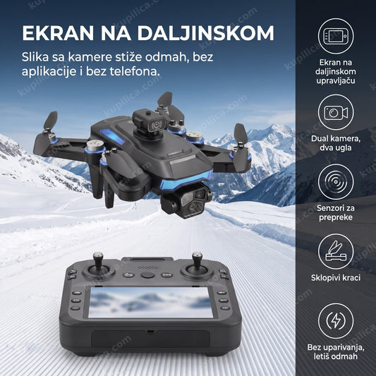 XF609 sklopivi dron leti iznad snežne planinske staze, benefiti proizvoda
