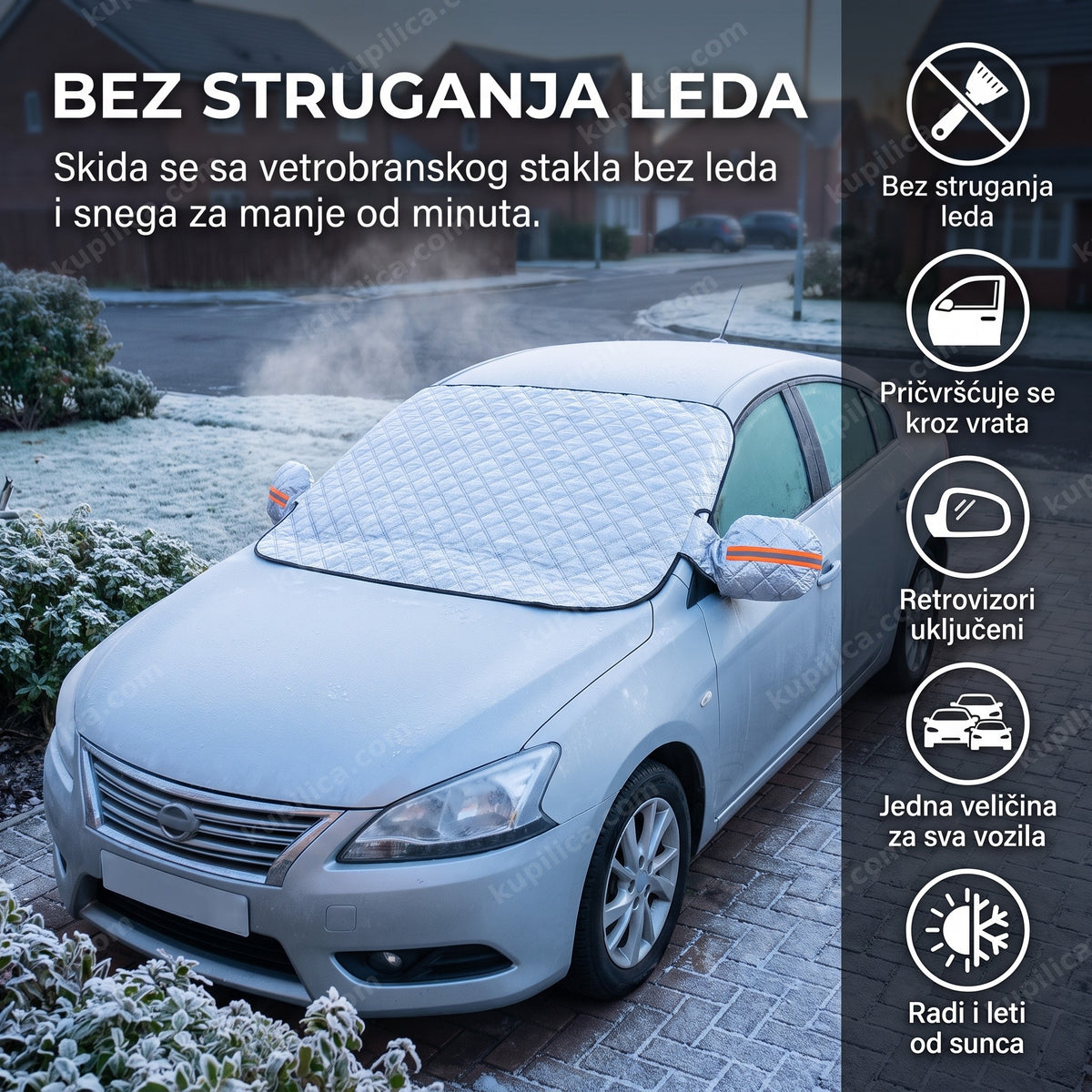 zaštita za šoferku od mraza i snega na parkiranom automobilu ujutru, benefiti proizvoda