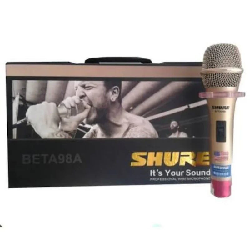 žičani mikrofon za vokal i instrumente shure beta98a pored kutije sa izvođačem