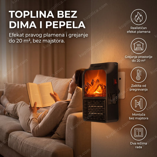 zidna grejalica sa efektom plamena u dnevnoj sobi, benefiti proizvoda