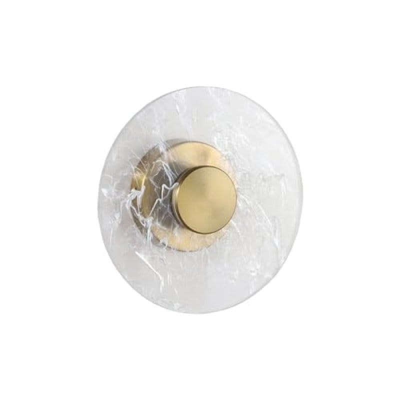 zlatni nosač i akrilni disk zidne lampe izbliza