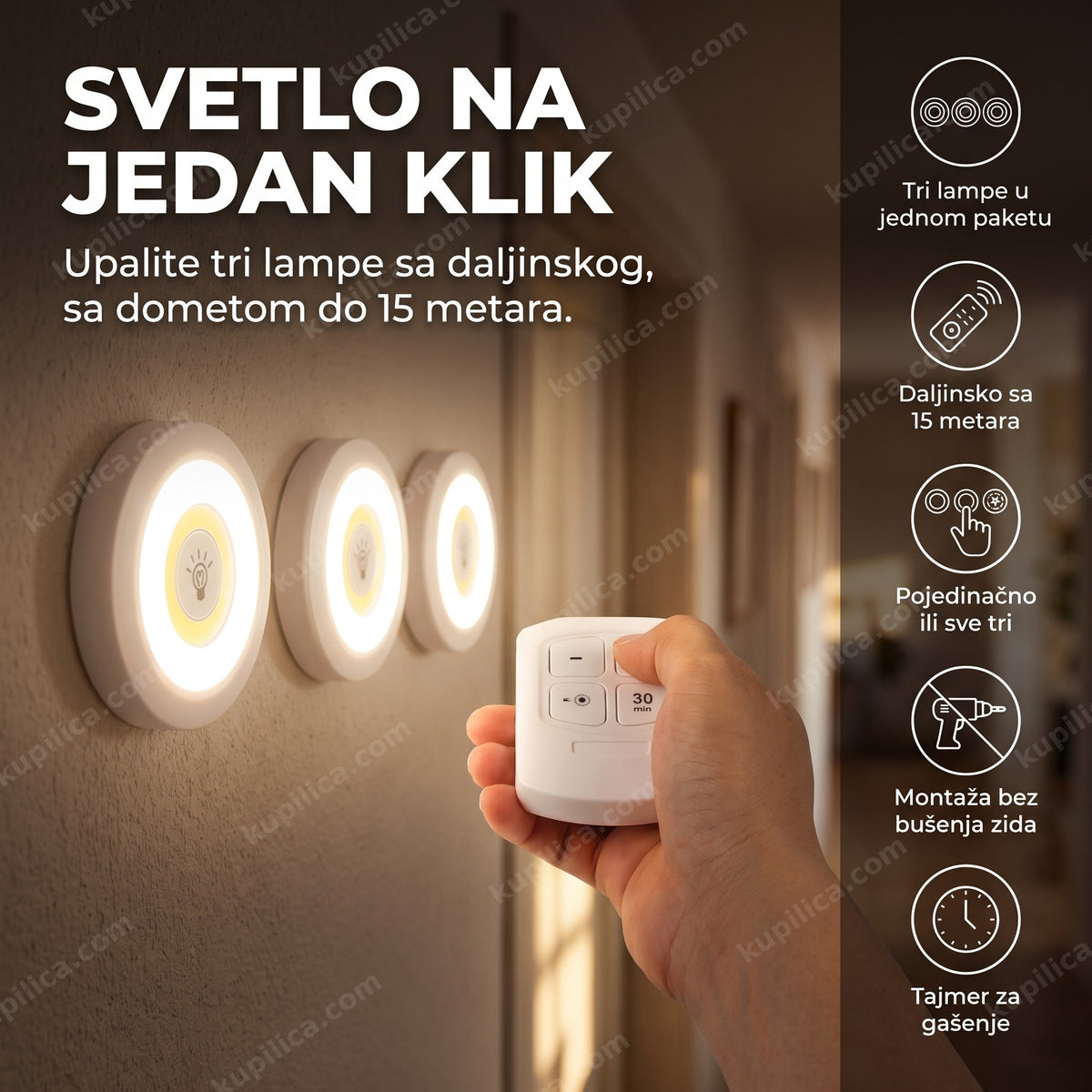 zidne lampe sa daljinskim upravljačem upaljene u hodniku, benefiti proizvoda