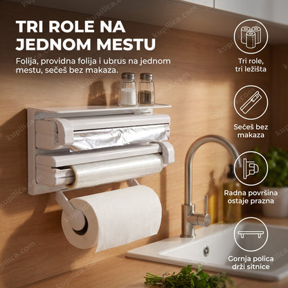 zidni držač za ubruse i folije montiran iznad radne površine u kuhinji, benefiti proizvoda