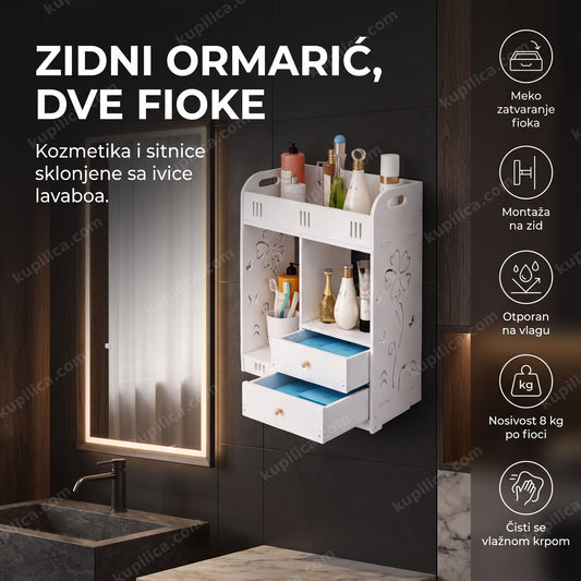Beli zidni ormarić za kupatilo sa dve fioke iznad lavaboa, benefiti proizvoda
