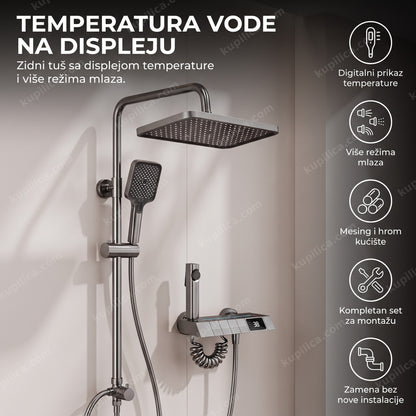 zidni tuš sa displejom temperature montiran u kupatilu, benefiti proizvoda